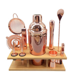 Beautiful Rose Gold Coloured Cocktail Bar Kit – Stainless Steel Shaker And Bartender Kit